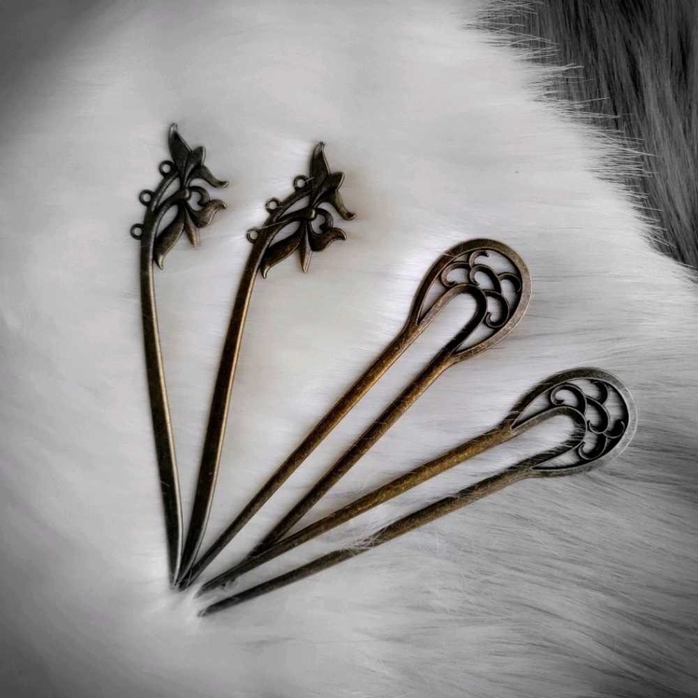 6" Bronze Asian Hair Pins - set of 2